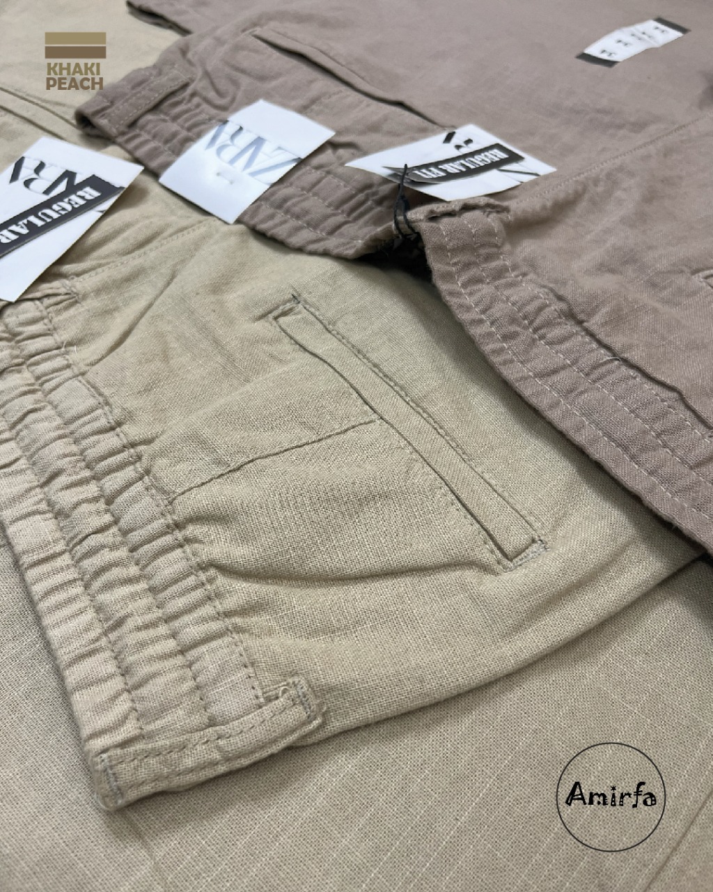 Khaki + Peach Combo – Premium Ramie Cotton Trousers ._img_4
