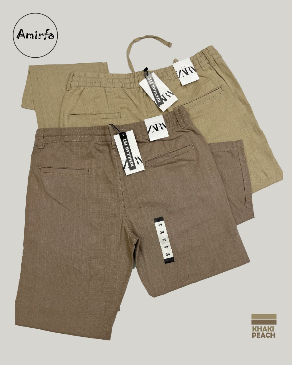 Khaki + Peach Combo – Premium Ramie Cotton Trousers ._img_1