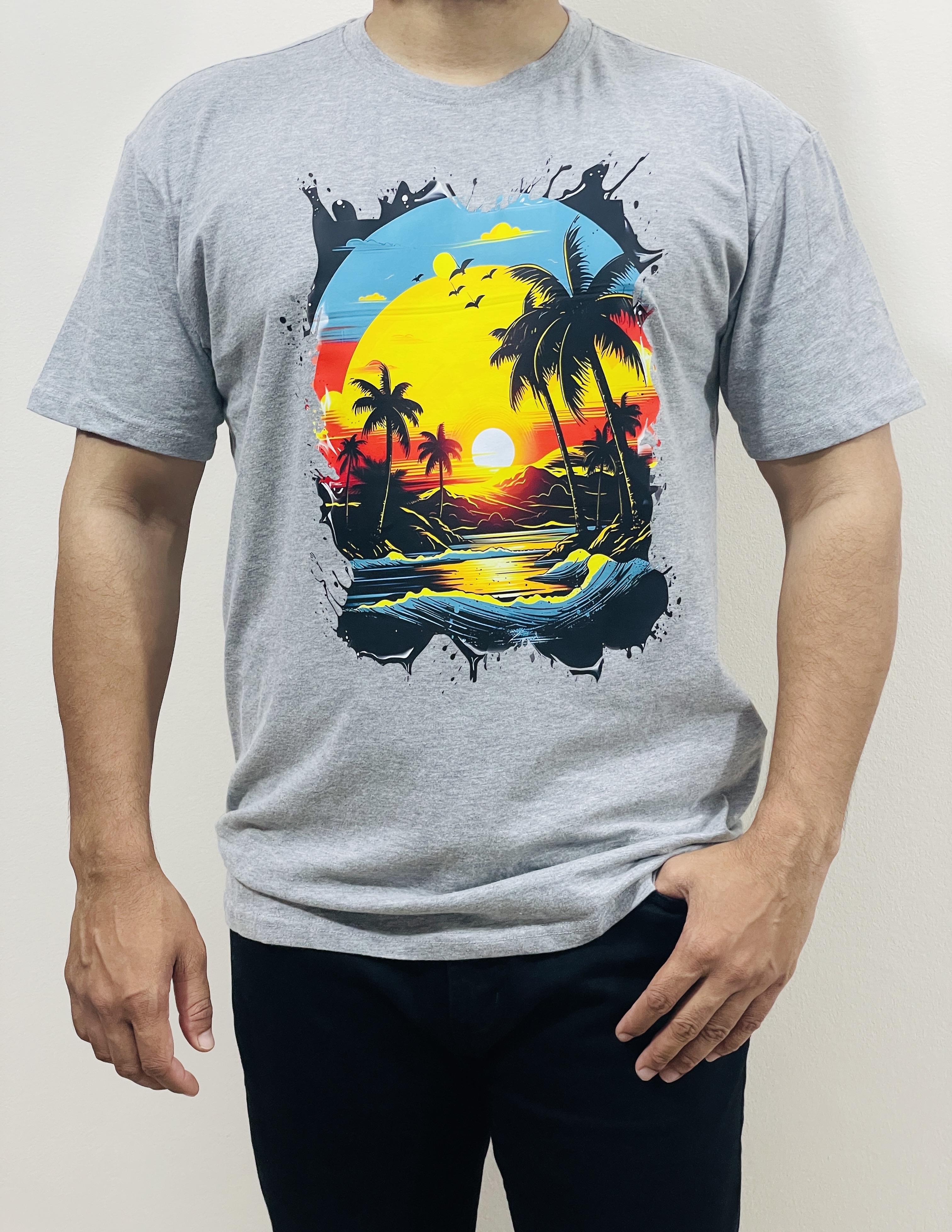 Gonji Gray Graphic Drop Shoulder T-Shirt_img_1