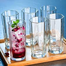 ৮ কর্নার ডিজাইন কাচের পানির গ্লাস নীলাব -310ML #35 - Image 1