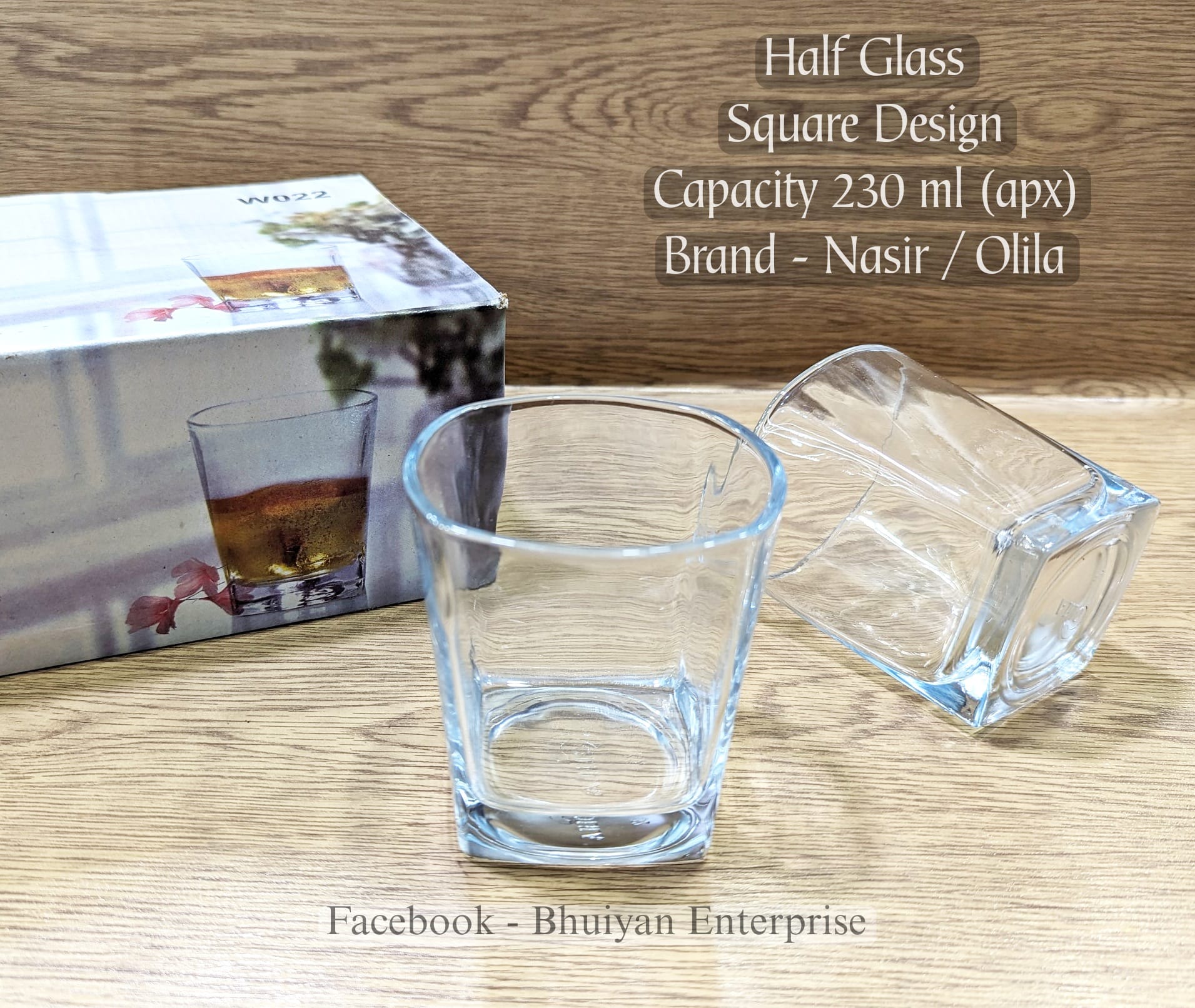 ৪ কর্নার ডিজাইন কাচের শরবত গ্লাস-৬ পিছ 250ML #22G - Image 4