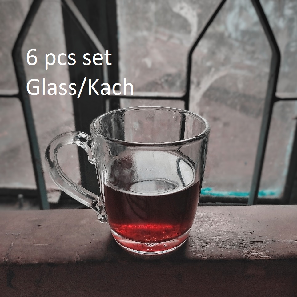 মগ ডিজাইন কাচের চায়ের কাপ সেট -৬ পিছ 200ML #116 - Image 1