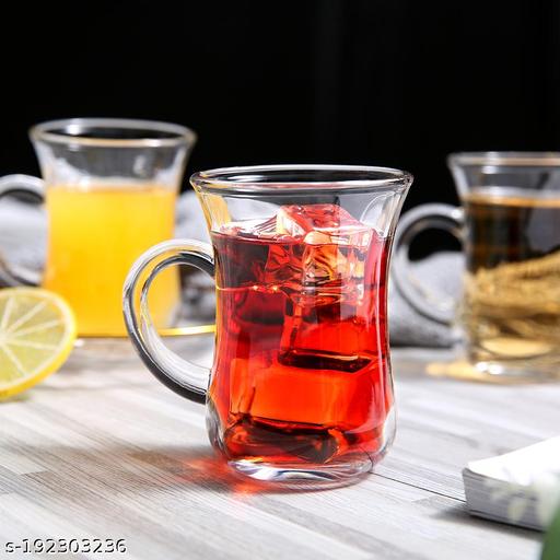 কাচের চায়ের কাপ সেট -৬ পিছ 150ML #07CUP - Image 1