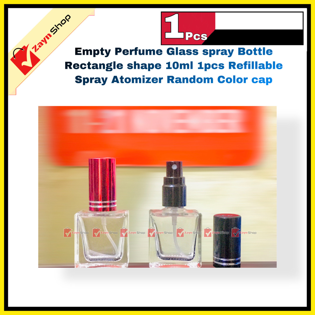 Empty Perfume Glass spray Bottle Rectangle shape 10ml 1pcs Refillable Spray Atomizer Random Color cap_img_0