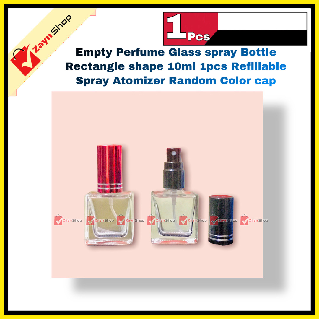 Empty Perfume Glass spray Bottle Rectangle shape 10ml 1pcs Refillable Spray Atomizer Random Color cap_img_1