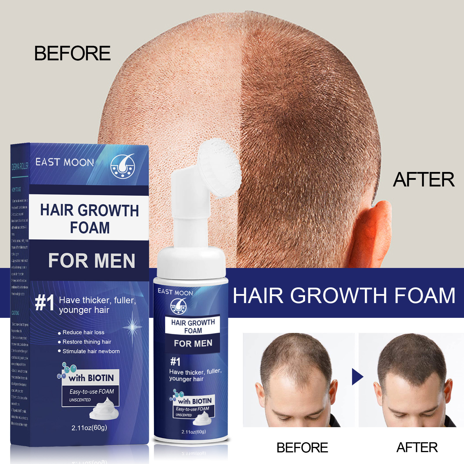 East Moon Men's Hair Foam 60g